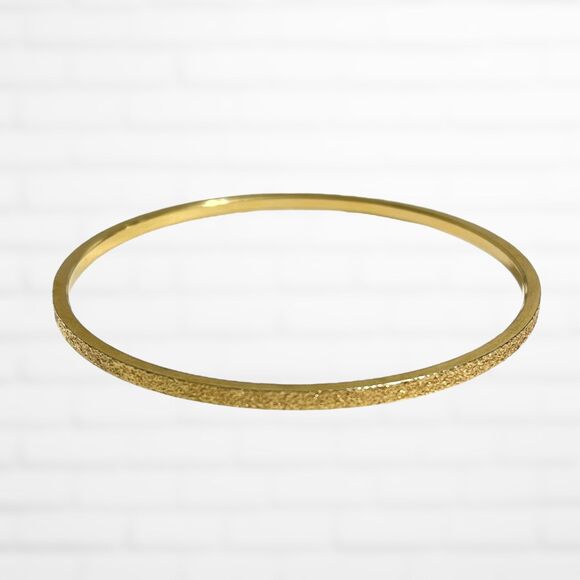 Monet Bangle Bracelet Gold Tone Textured Metal Classic Minimalist Thin Jewelry - Picture 3 of 5
